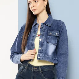 Aarika Washed Cropped Denim Jacket-picture-5