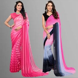 Moda Rapido Pack of 2 Striped Satin Saree-image-68