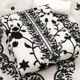 BlissFlair Floral Embroidered Thread Work Georgette Unstitched Dress Material-picture-11