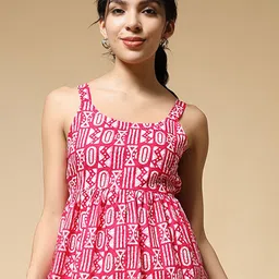 Istyle Can cotton printed strappy top for women Geometric Sleeveless Peplum Regular Top-image-87