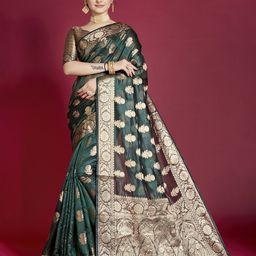 SHRIMAY Woven Design Zari Organza Banarasi Saree-image-51