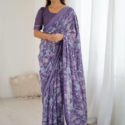 KALINI Purple Satin Printed Sarees-picture-46