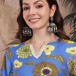 Sangria Floral Printed Regular Kurta with Trousers & With Dupatta image 5
