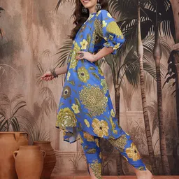 Sangria Floral Printed Regular Kurta with Trousers & With Dupatta image 4