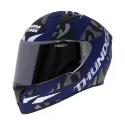 Studds N4 Matt Blue Medium (570 mm) Full Face Helmet, Thunder D7 Decor-image-25