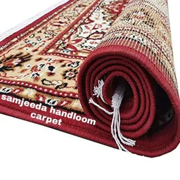 Samjeeda Handloom carpets Black Geometric Anti-Skid Polyester Carpet-picture-4