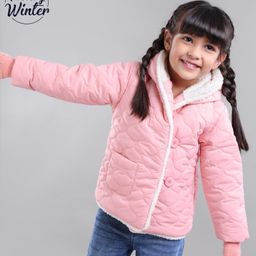 Babyoye Full Sleeves Solid Hooded Jacket - Light Pink-image-84
