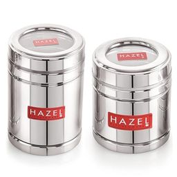 HAZEL Tea Coffee Containers with Transparent Lid | Stainless Steel Kitchen Containers Set of 2 | Tea Coffee Storage Box For Kitchen-image-11