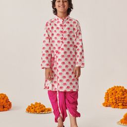 Pspeaches Full Sleeves Elephants Printed Kurta With Dhoti - Magenta-image-42