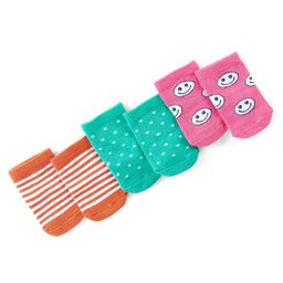 Cute Walk by Babyhug Knitted Anti-Bacterial Ankle Length Striped & Polka Dots Designed Socks Pack of 3 - Pink Green & Orange-image-90