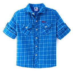 TONYBOY Cotton Full Sleeves Checked Shirt - Blue-image-20