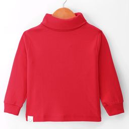 Ollypop Interlock Knit Full Sleeves Turtle Neck Solid Color T-Shirt - Red-image-73