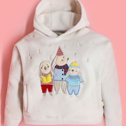 Cherry Crumble By Nitt Hyman Full Sleeves Animals Embroidered Sweatshirt - Cream-image-6