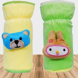 The Cheeky Kidzz Pack of 2 Baby Soft Stretchable Cartoon Baby Glass Feeding Bottle Covers for 150ml 220ml 240ml 250ml (Green)-image-21
