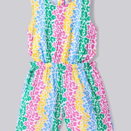 Primo Gino Cotton Knit Sleeveless Jumpsuit with Abstract Print - White-image-51