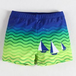 Babyhug Swimming Trunk With Boat Print - Yellow-image-45