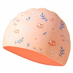 Little Surprise Box Small Flower Print Silicone Swimming Cap - Peach-image-62
