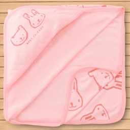Pink Rabbit Terry Knit Hooded Towel With Animal Print L 32 x L 32 cm - Pink-image-91