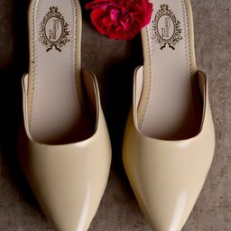 Shoetopia Solid Mule Sandals - Beige-image-75