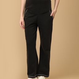 The Mom Store Knit Solid Maternity Jeans With Belly Support - Black-image-23