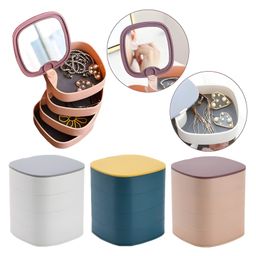 COZY VIBES 4-Layer Jewelry Storage Box With Lid And Mirror 360° Rotating Jewellery Stand For Girl Dressing Table Jewelry Storage Box For Rings,Bracelets,Earrings,Lipstick - PACK OF 1 - COLOR MAY VARY-picture-5