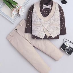 FOURFOLDS Boys Printed Single-Breasted Three-Piece Suit-image-62