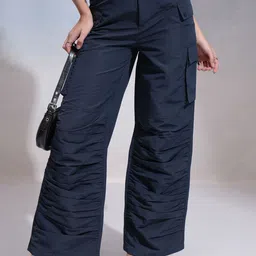 CHIC BY TOKYO TALKIES Women Flared Pleated Cargos Trousers-picture-30