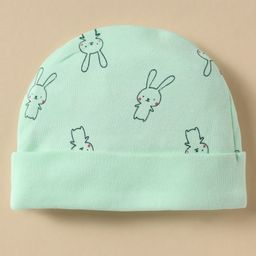 Simply Interlock Knit Cap, Mitten & Booties with Bunny Print Mint - Diameter 11 cm image 3