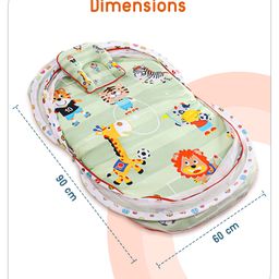 Babyhug Cotton Bedding Set with Mosquito Net Soccer Print- Green image 4