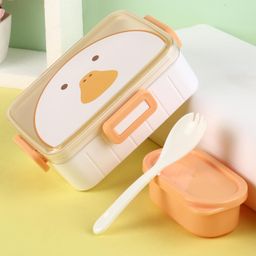 YAMAMA Penguin Print Lunch Box with Fork  Yellow image 4