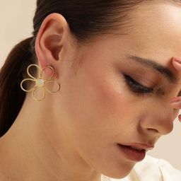 Anouk Gold-Plated Artificial Stones Studded Floral Studs-51