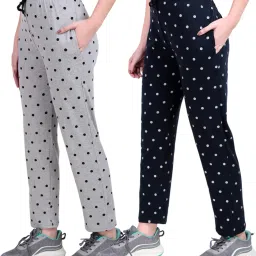 Pack of 2 Women Polka Print Multicolor Track Pants-image-65