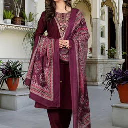Navlik Women Floral Embroidered Kurta with Trousers & Dupatta-picture-53