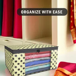 Kuber Industries Cream Coloured & Black 12 Pcs Polka Printed Foldable Drawer Organisers image 3