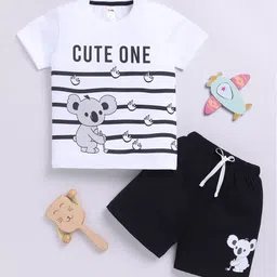 LITTLE NINJA Boys Printed Round Neck Pure Cotton T-Shirt With Shorts-image-96