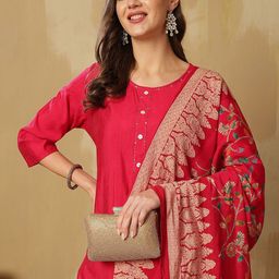 Anouk Women Regular Pure Silk Kurta with Trousers & With Dupatta-picture-55
