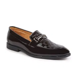 FAUSTO Men Brown PU Embellished Loafers-image-26
