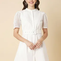 Allen Solly Woman Cotton Short Sleeves Fit and Flare Dress-picture-33