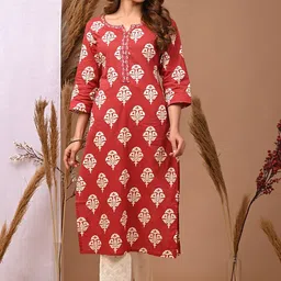 Rimeline Women Ethnic Motifs Printed Thread Work Kurta-picture-37