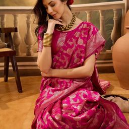 SHADOW & SAINING Floral Woven Design Zari Banarasi Saree-picture-20