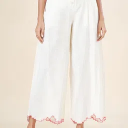 AKKRITI BY PANTALOONS Women Embroidered Pleated Culottes Trousers-image-30