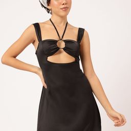 DressBerry Grunge Gal Chic Cut-outs Satin A-Line Mini Dress-image-5