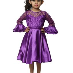 Wish little Girls Satin Bell Sleeves A-Line Dress-image-80