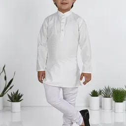 Qtsy Boys Woven Design Embroidered Mirror Work Regular Straight Kurta with Pyjamas-picture-7