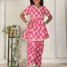 Cutiekins Girls Paisley Printed Regular Gotta Patti Kurta with Dhoti Pants-picture-48