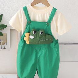 INCLUD Boys Self Design Appliqued Dungaree With T-shirt-image-15