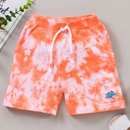 Babyhug Knee Length Shorts California Tie and Die Print - Orange-image-3