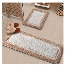 Saralhome Elyesse Antiskid Bathmat-Runner 2pc Taupe. 40cm x 58cm, 40cm x 110cm-image-4