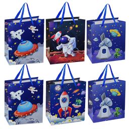 FunBlast Space Theme Paper Carry Bags for Gifting  Pack of 6 (Random Print)-88