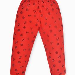 Kiwi Anchor Printed Ribbed Bottom Lounge Pant - Red-image-15